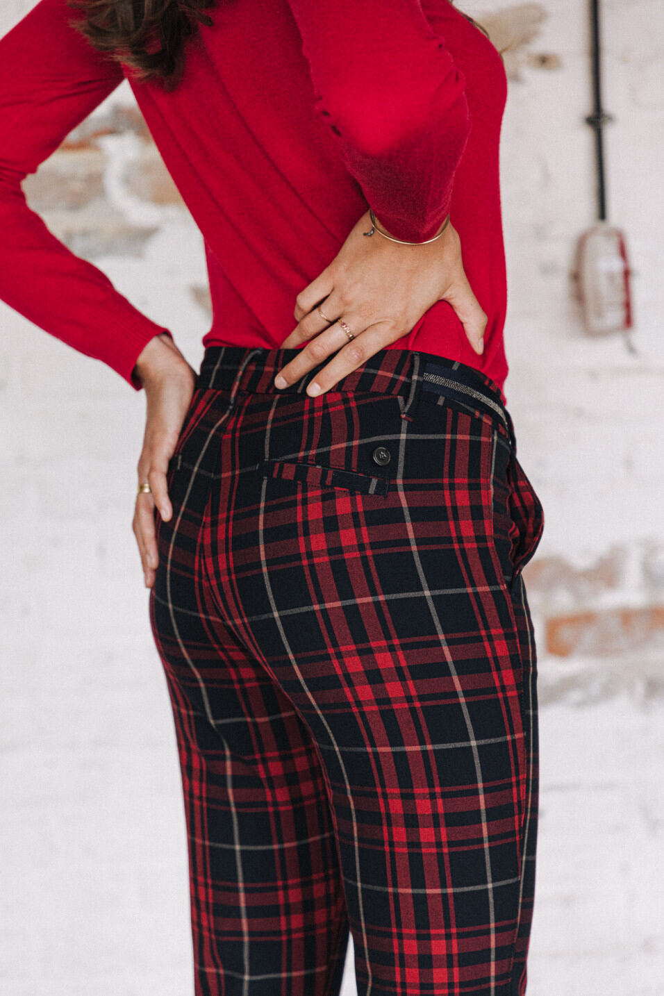 pantalon style ecossais carreaux rouge
