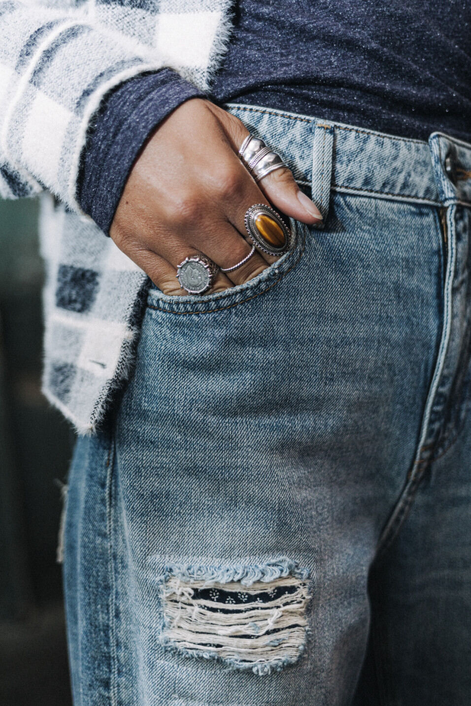 jeans vintage avec des patchs