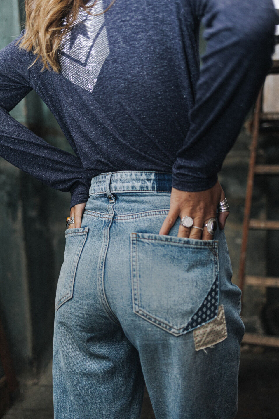 jeans vintage avec des patchs