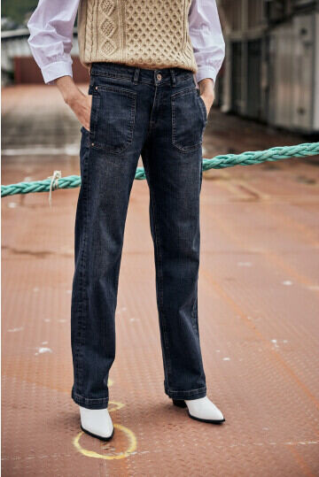 Youkon Jeans taille haute bleu style d\u00e9contract\u00e9 Mode Jeans Jeans taille haute 