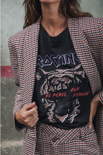 t-shirt femme vintage imprimé tigre rock tendances freeman t porter