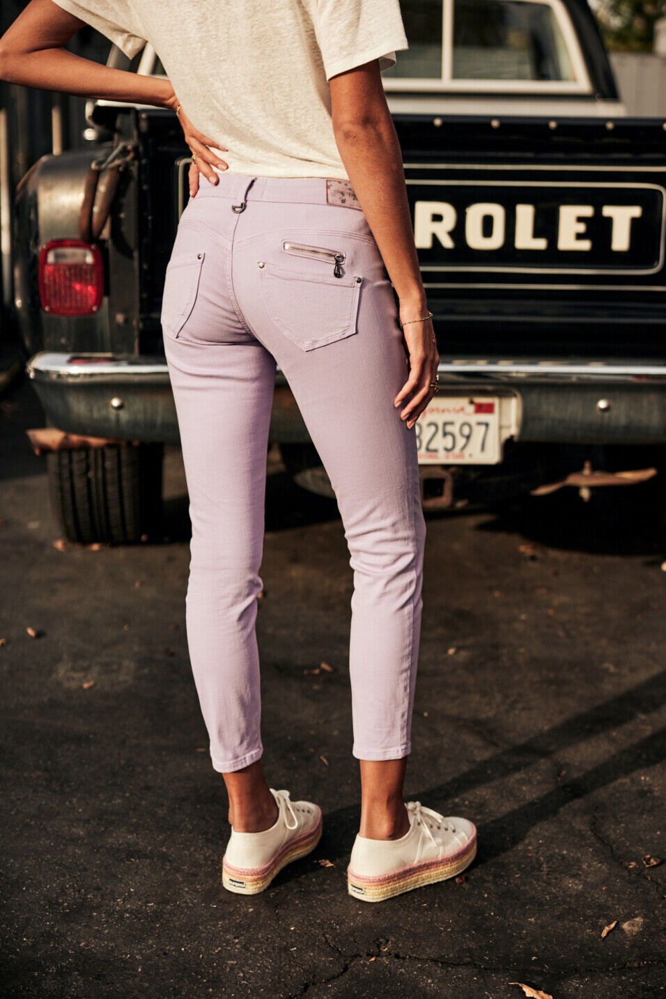 Pantalon coloré Femme Alexa Cropped New Magic Color Purple rose | Freeman T. Porter
