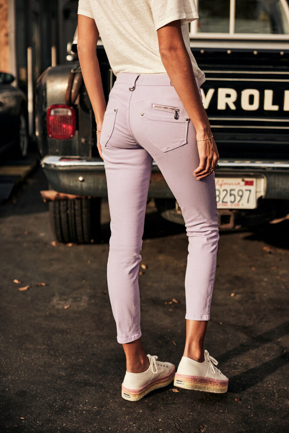 Pantalón de color Woman Alexa Cropped New Magic Color Purple rose | Freeman T. Porter