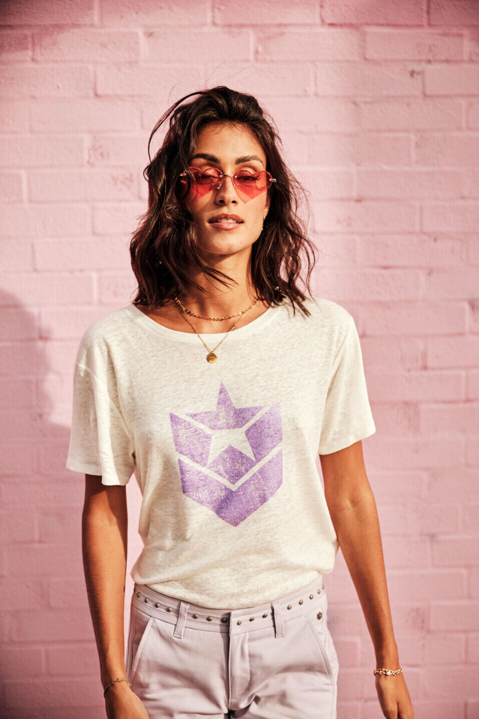 Short sleeve T-shirt Woman Suria Icon Violet tulle | Freeman T. Porter