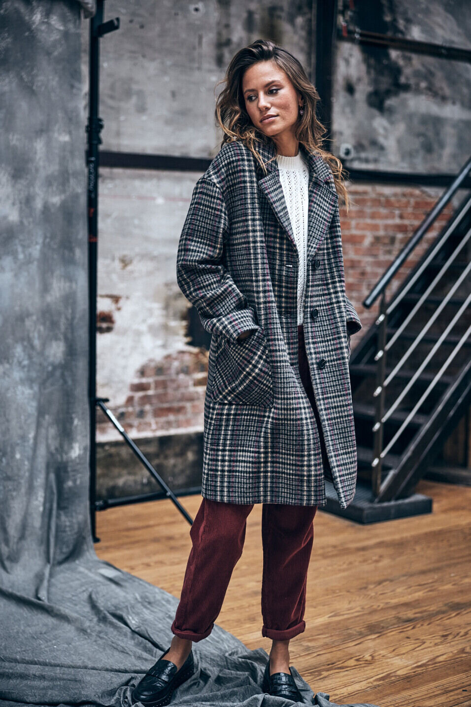 Plaid discount check coat