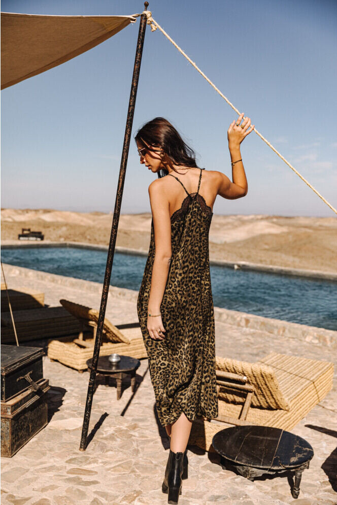 Slip-dress Kleid Woman Mia Leopardo Khaki | Freeman T. Porter