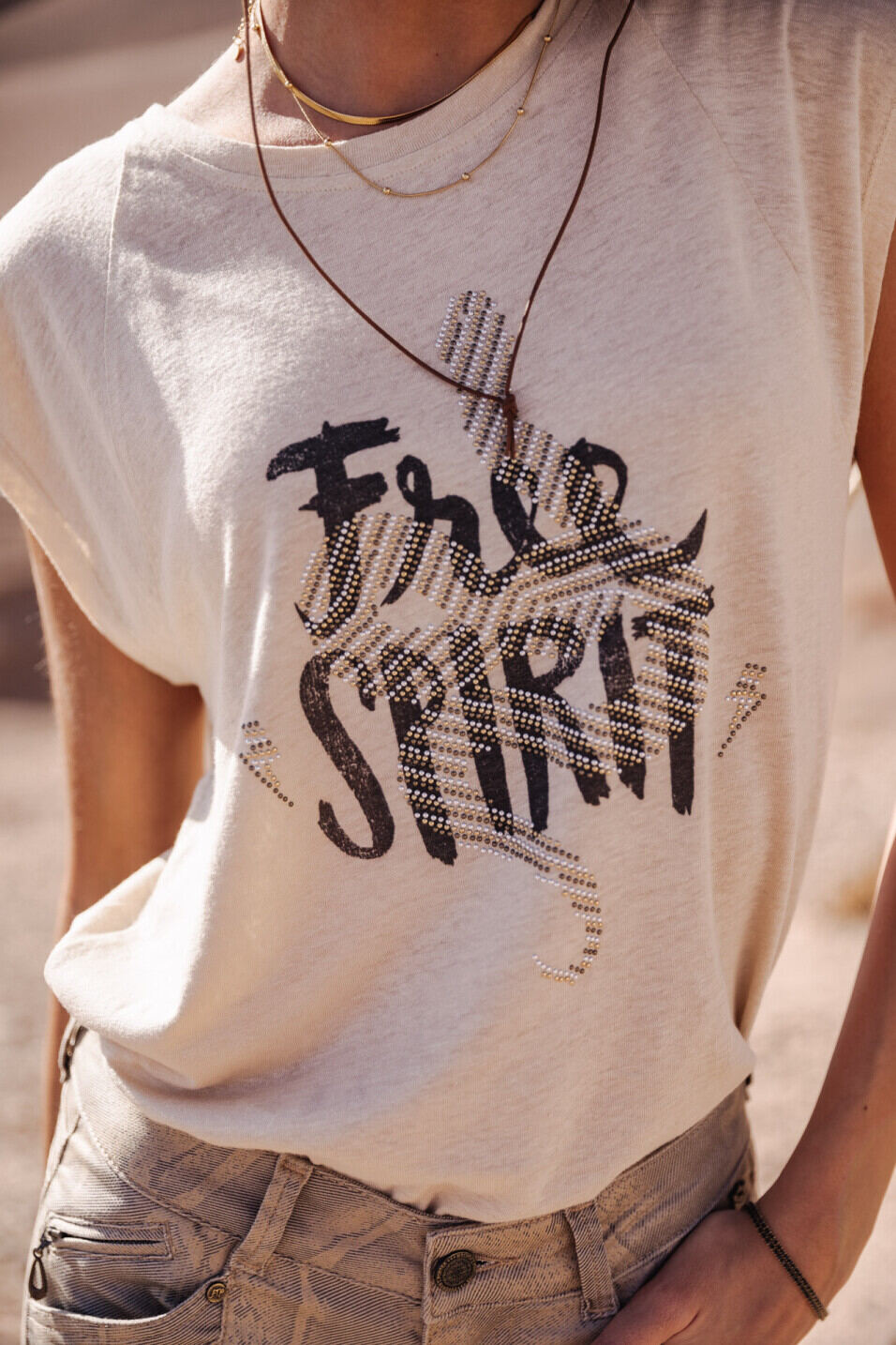 T-shirt imprimé Femme Tobine Free Spirit Fog | Freeman T. Porter