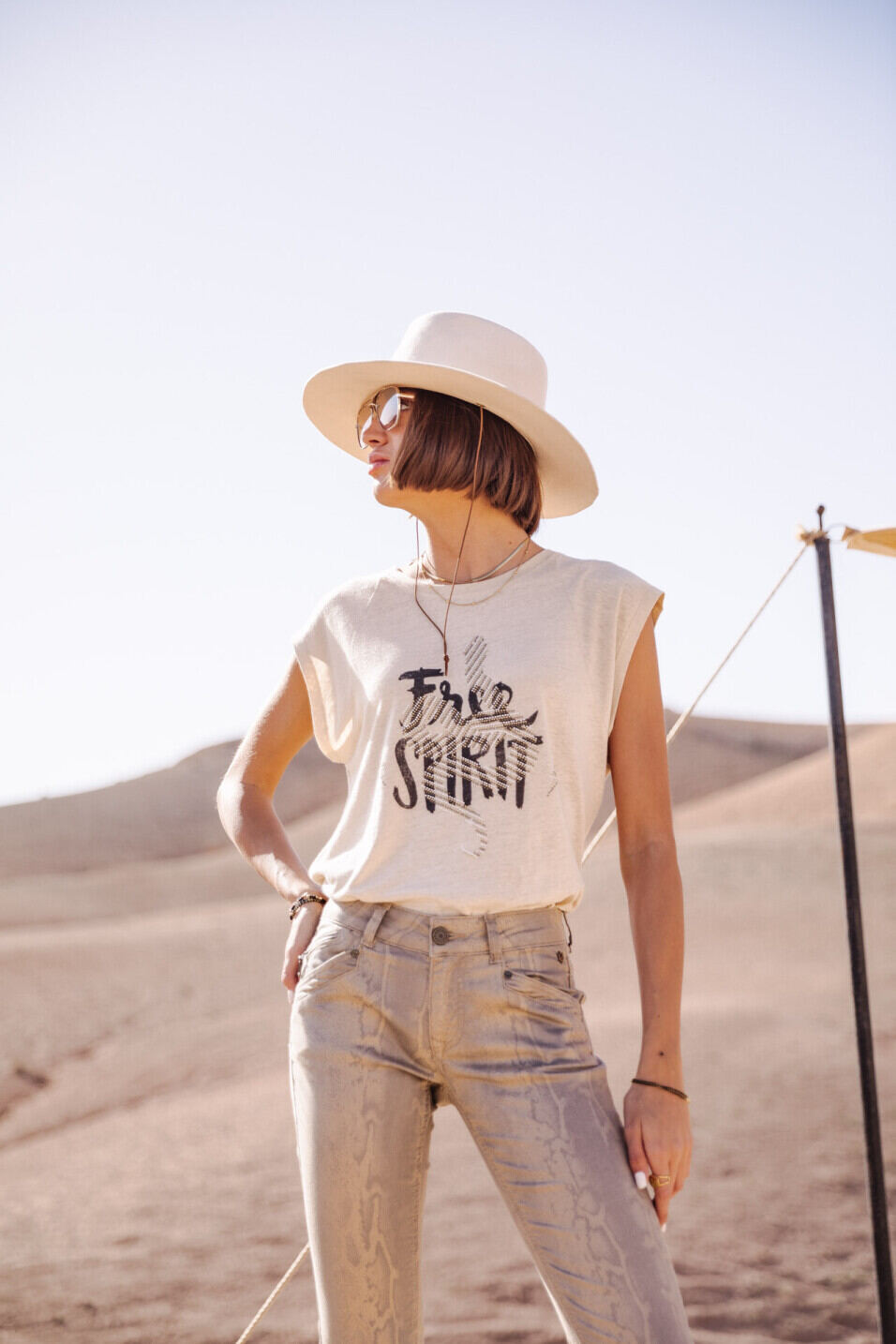Printed T-shirt Woman Tobine Free Spirit Fog | Freeman T. Porter