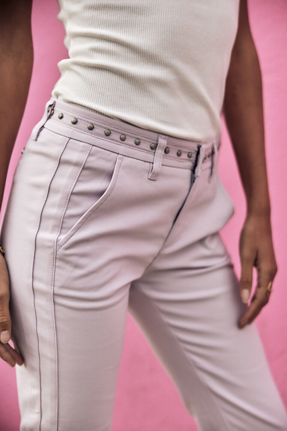 Pantalon cropped Femme Claudia Polyneo Lilac | Freeman T. Porter