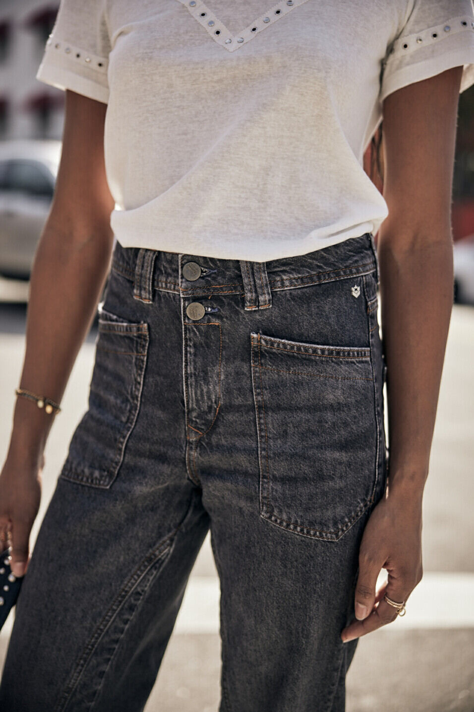 High-waisted jeans Woman Edita Parigi dark | Freeman T. Porter