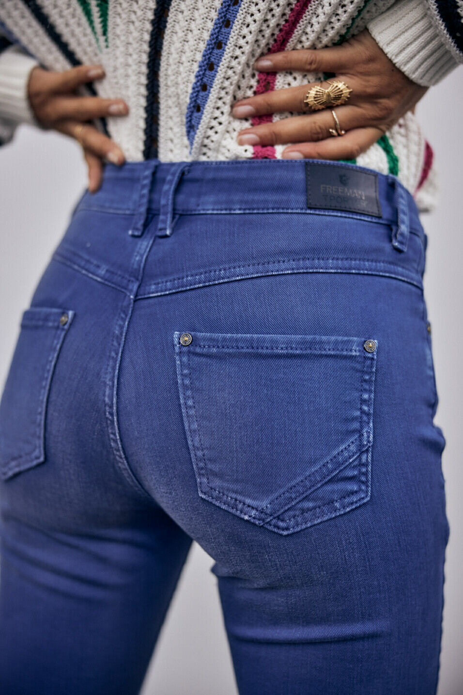 Bootcut cropped pants Woman Norma California Mazarine blue | Freeman T. Porter