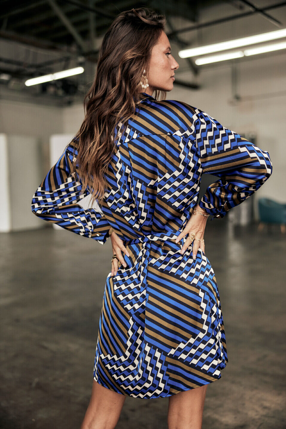 Mid-length shirt dress Woman Rawen Zag Electric blue | Freeman T. Porter
