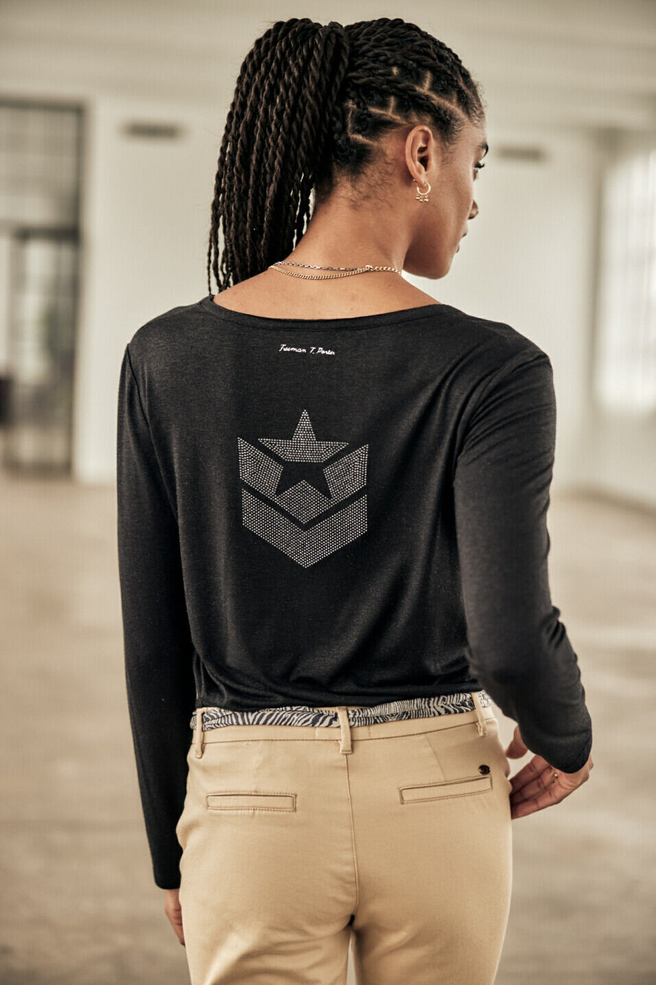 Gerades T-Shirt Woman Torina Icon Black | Freeman T. Porter