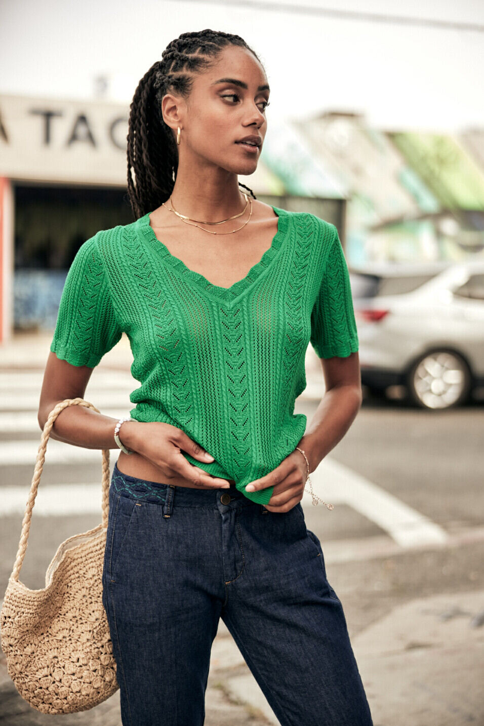 Eng geschnittener Pullover Woman Polane Jolly green | Freeman T. Porter
