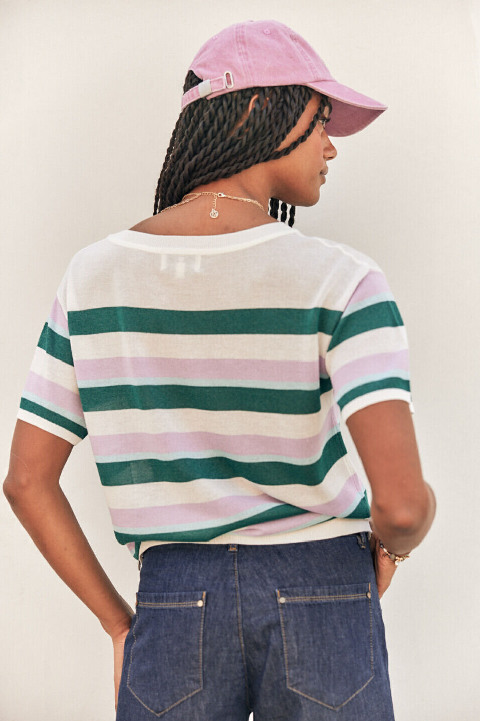 Straight sweater Woman Pelona Stripes Mauve | Freeman T. Porter