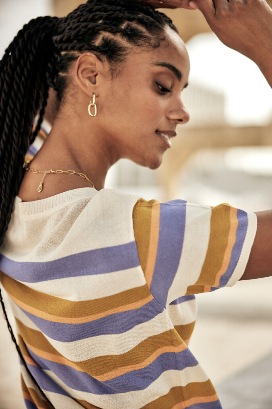 T-shirt jersey rayas Woman Pelona Stripes Creme | Freeman T. Porter