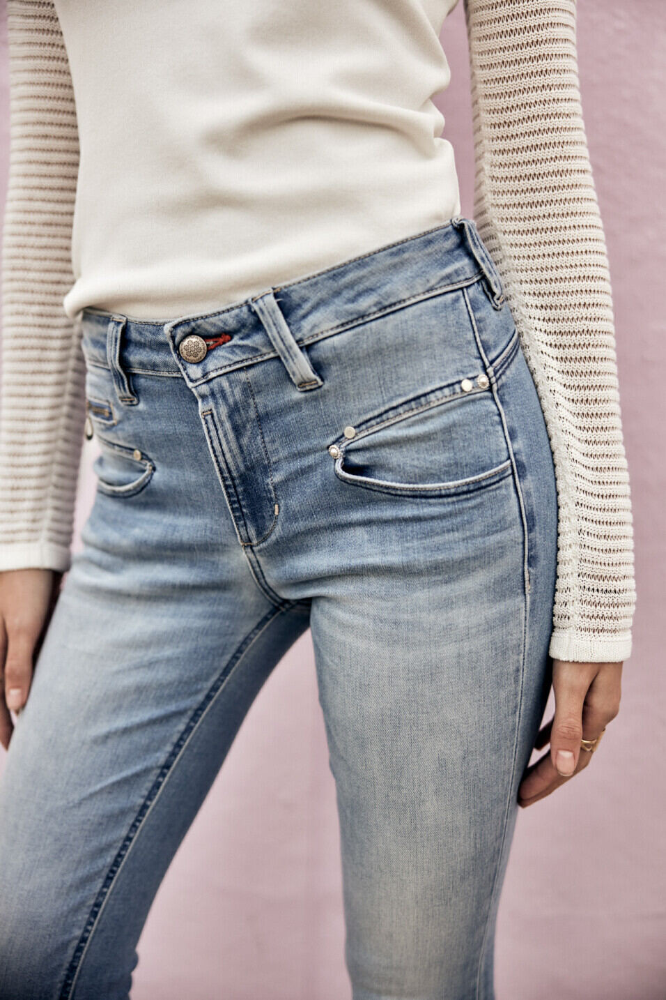Skinny Jeans Woman Alexa High Waist Cropped Saopolo light | Freeman T. Porter