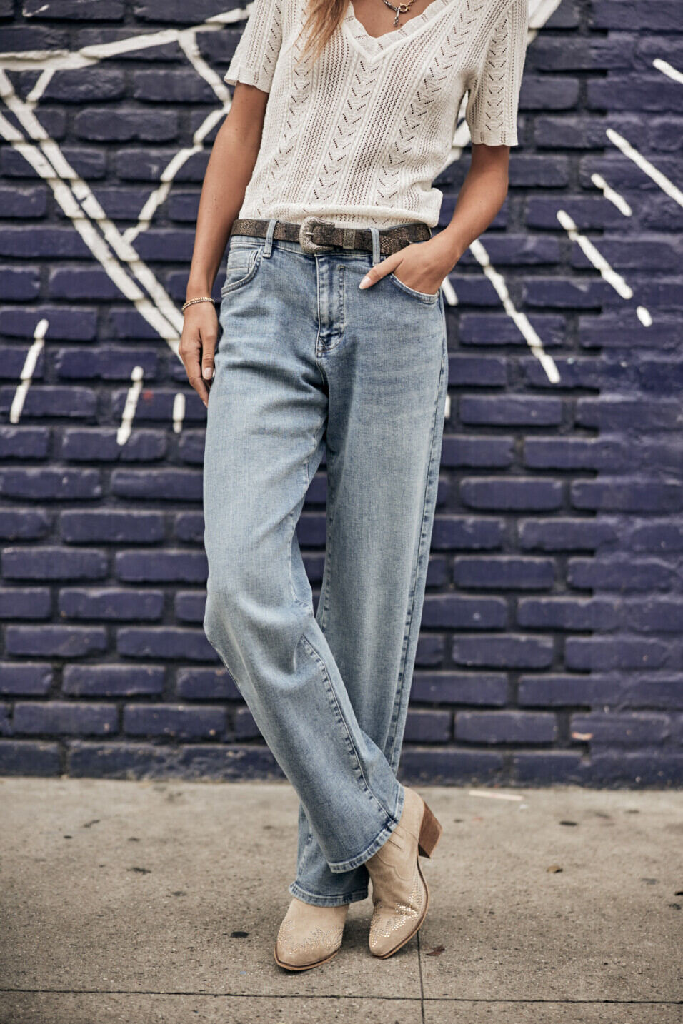 Jeans taille haute Femme Ester Pamplone | Freeman T. Porter