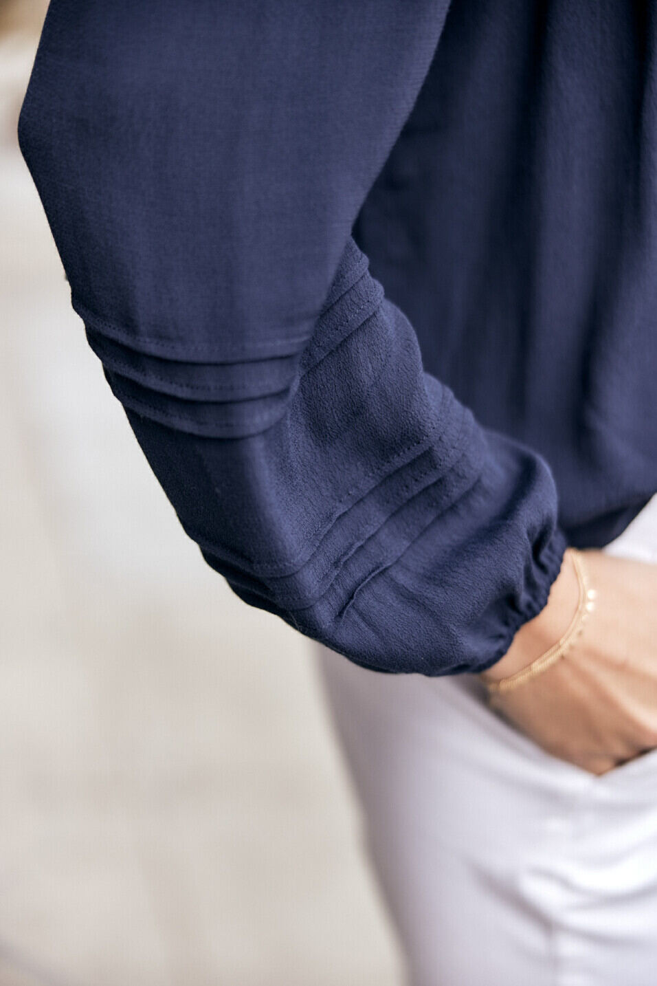 Long sleeve bluse Woman Tya Plain Color Dark blue | Freeman T. Porter