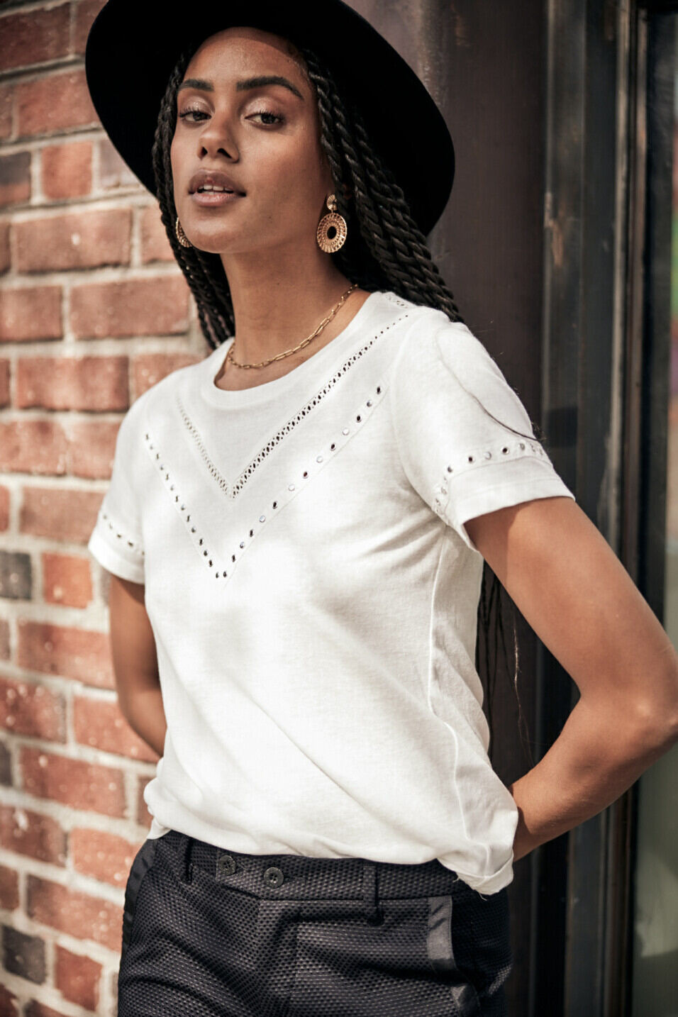 Nieten-T-Shirt Woman Teddie White | Freeman T. Porter
