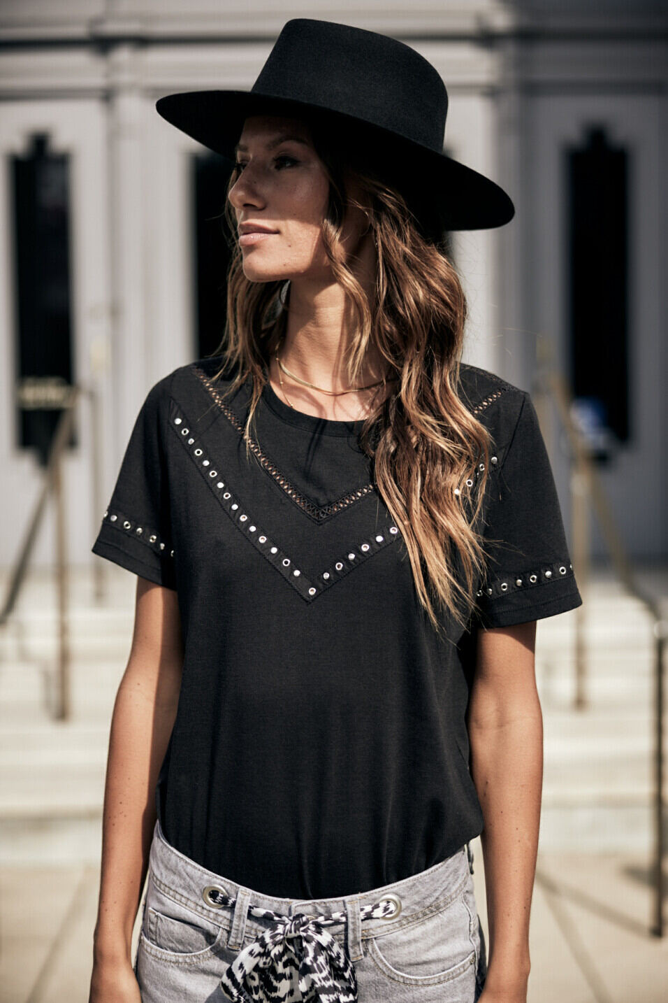 Studded T-shirt Woman Teddie Black | Freeman T. Porter