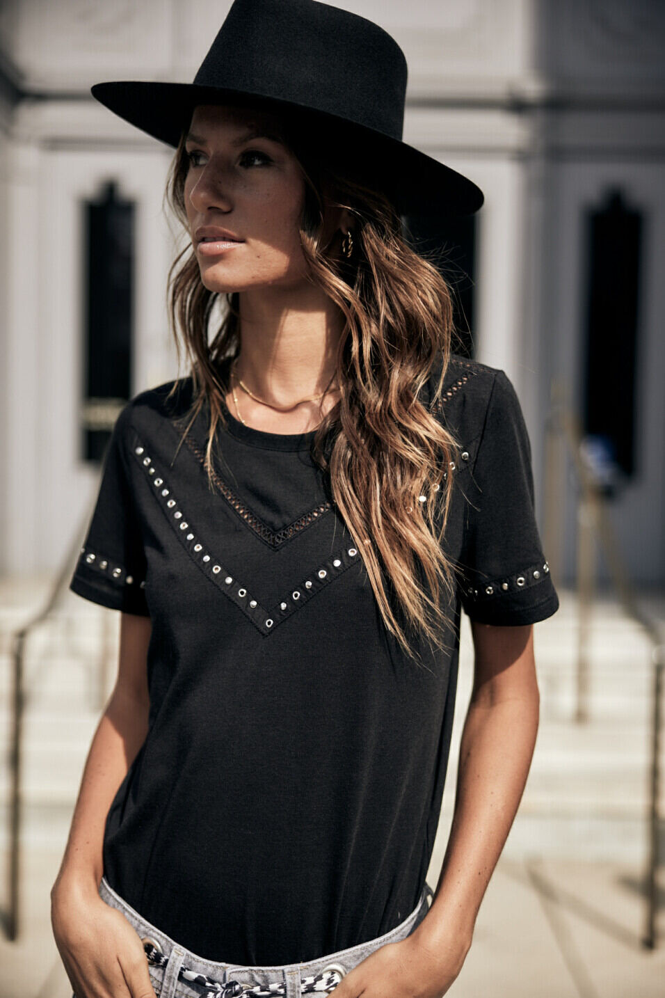 Studded T-shirt Woman Teddie Black | Freeman T. Porter
