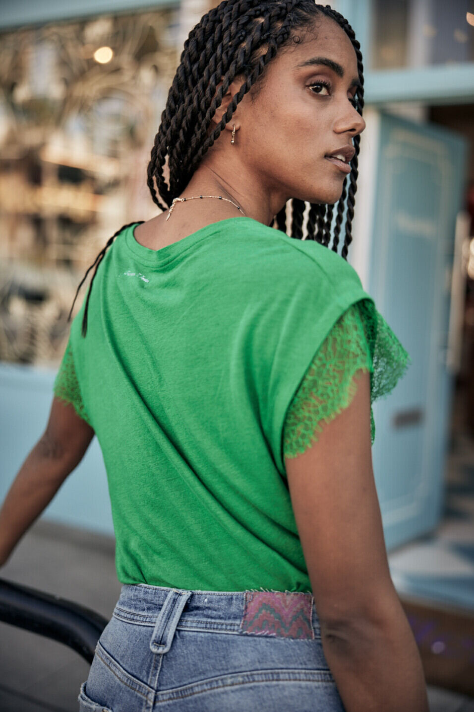 Camiseta encaje Woman Tanaiss Linen Jolly green | Freeman T. Porter