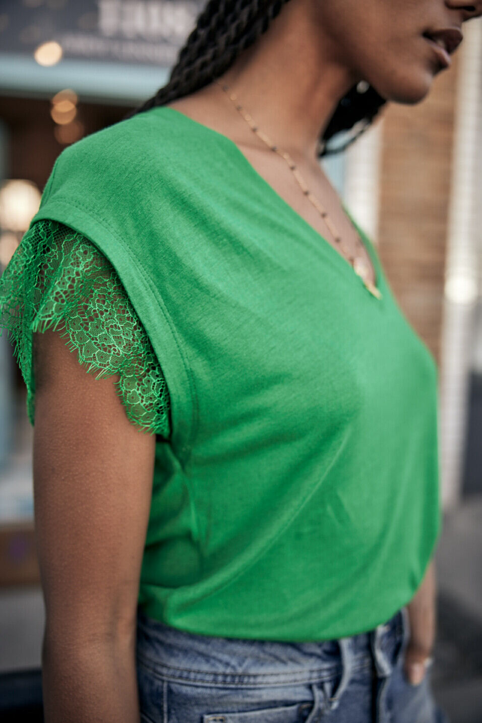 Gerades T-Shirt Woman Tanaiss Linen Jolly green | Freeman T. Porter