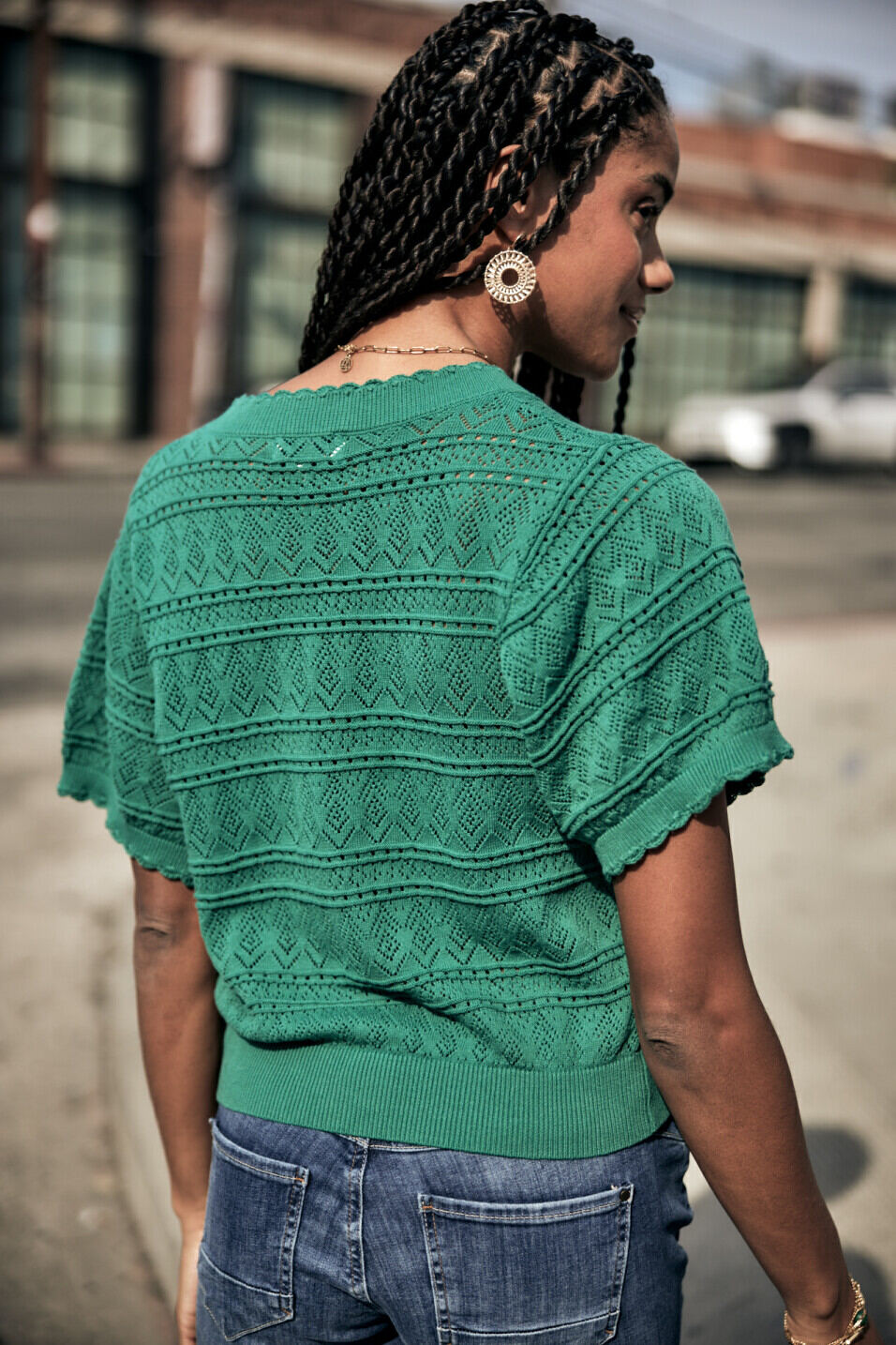 Eng geschnittene Strickjacke Woman Pradda Ivy green | Freeman T. Porter