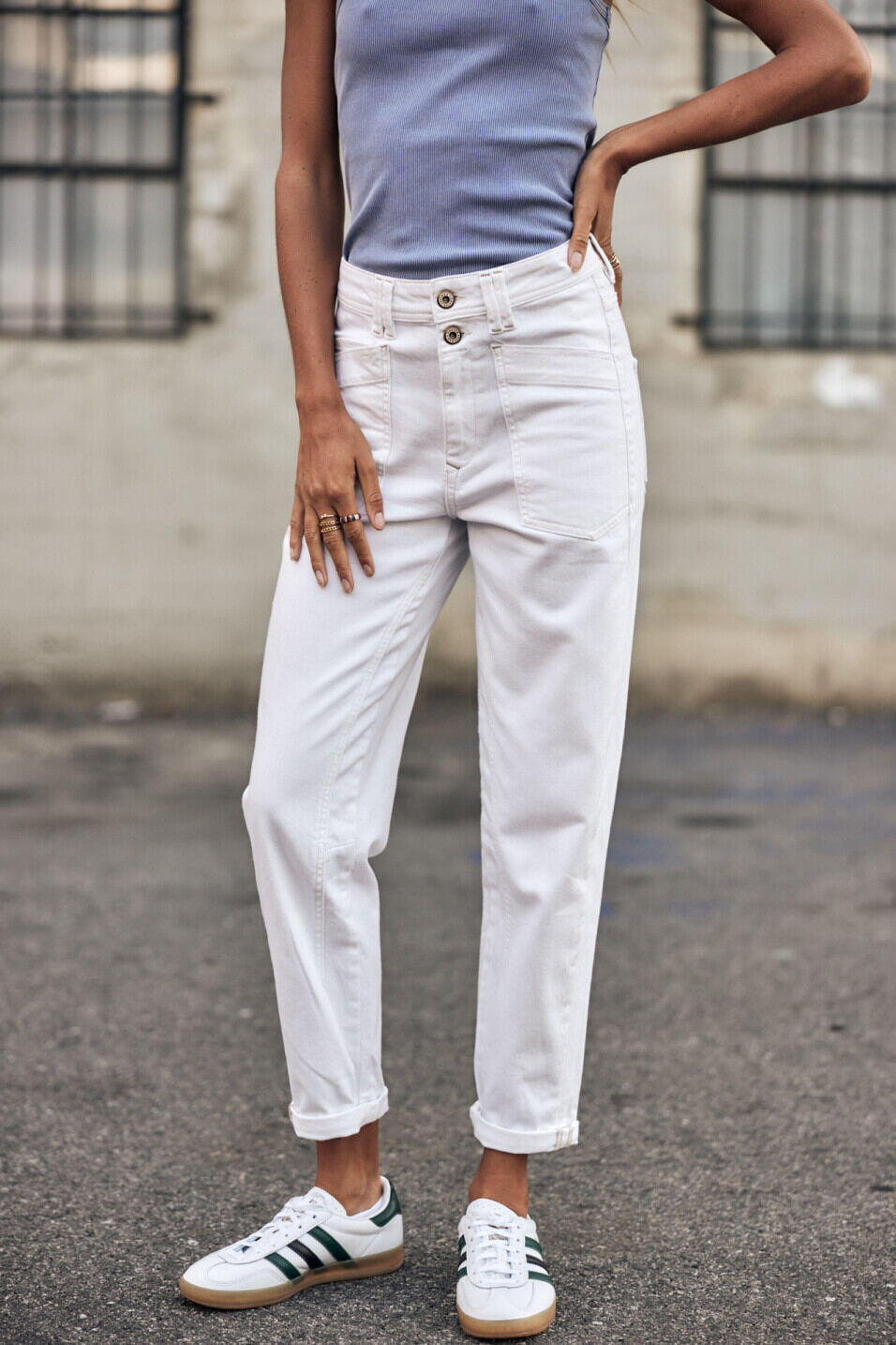 Pantalón tiro alto Woman Edita Andalousia Off white | Freeman T. Porter