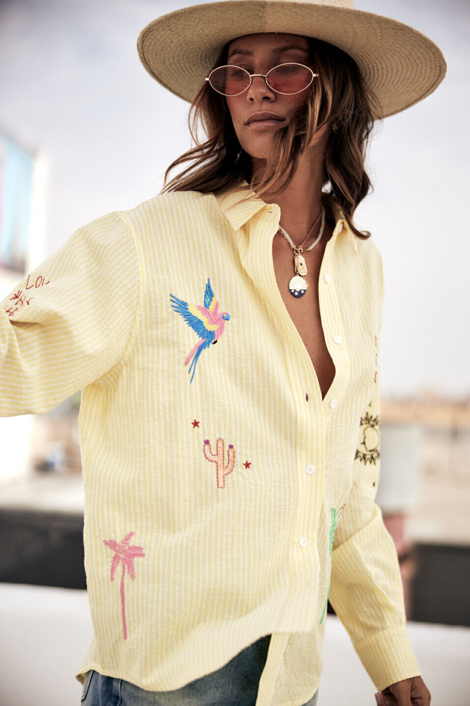 Chemise poche rayée Femme Chella Stripes Lemon | Freeman T. Porter