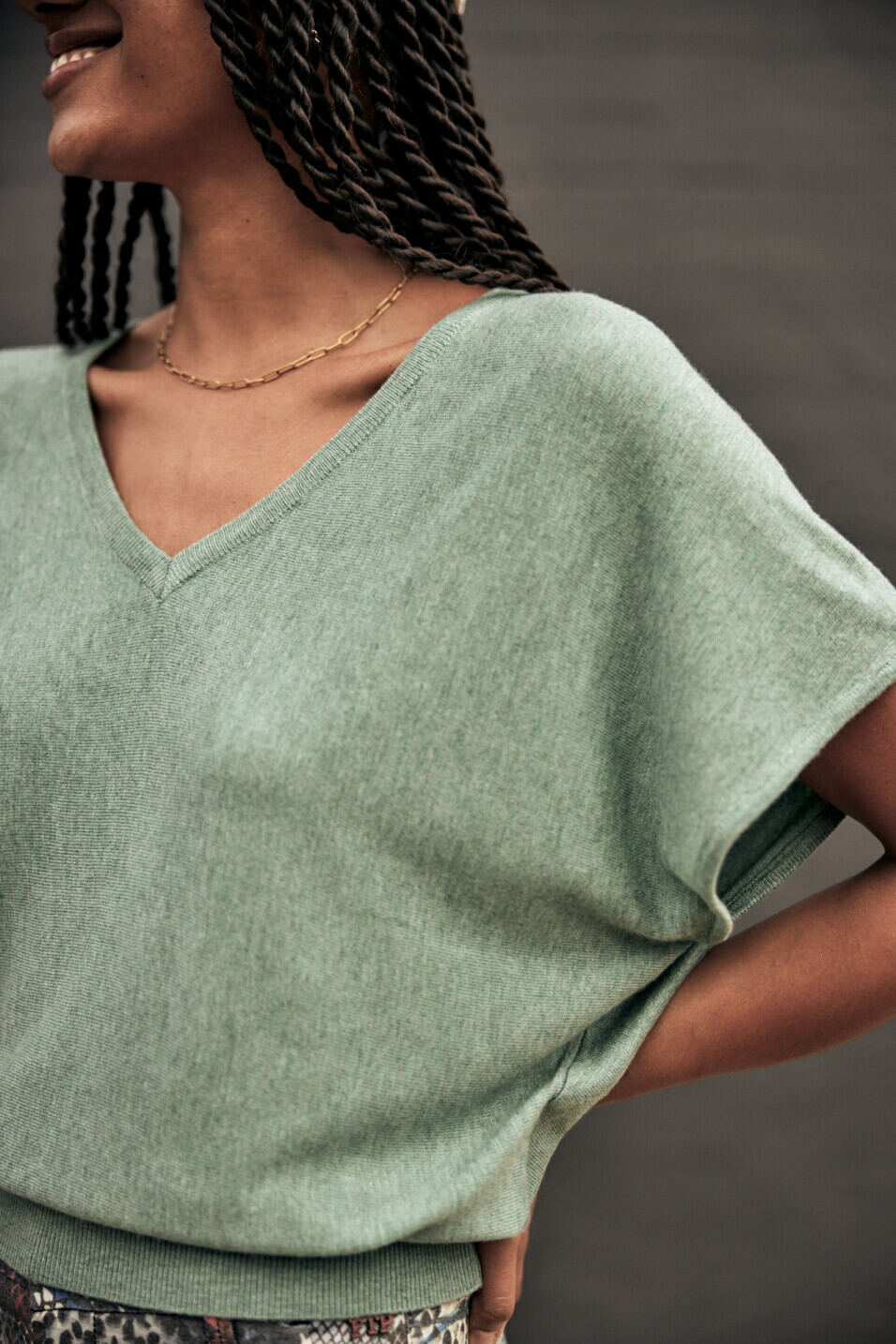 Loose-fit sweater Woman Philia Plain Color Green bay | Freeman T. Porter