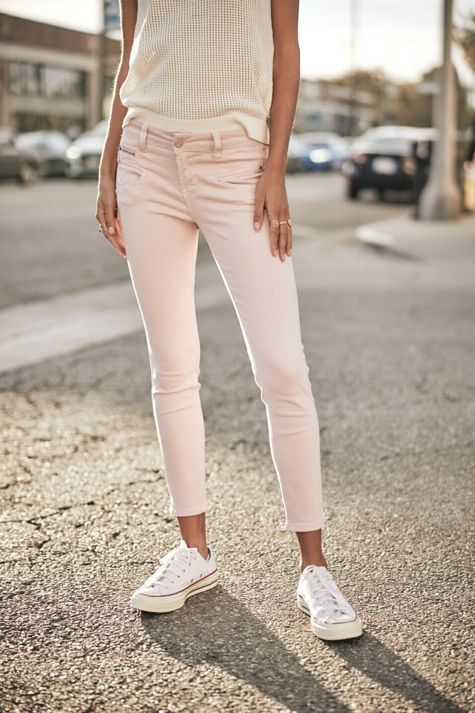 Pantalon coloré Femme Alexa Cropped New Magic Color Parfait pink | Freeman T. Porter