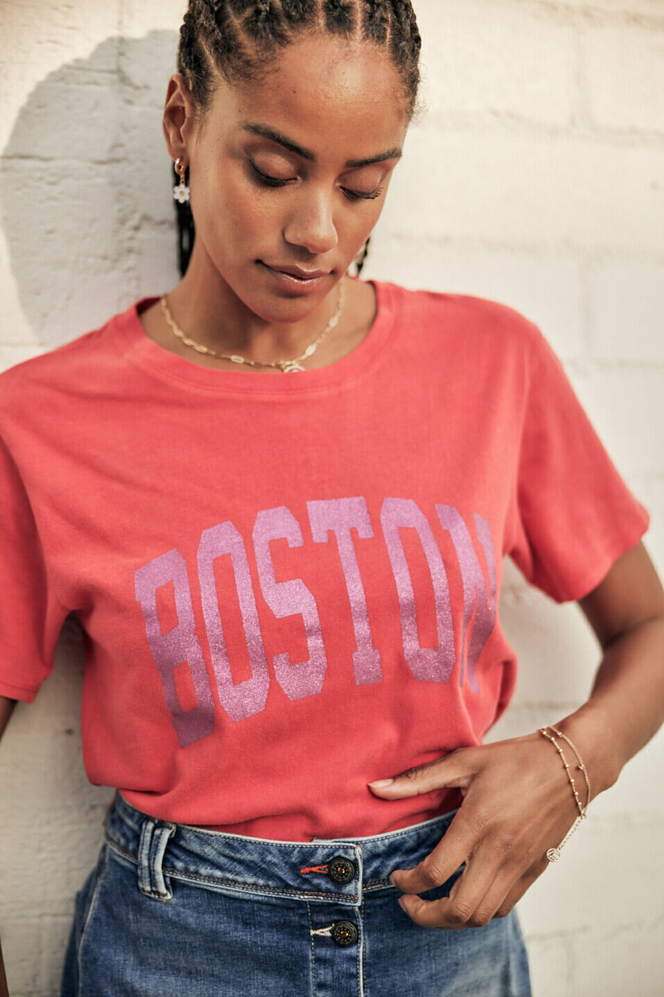 T-shirt manches courtes Femme Suria Print Boston Cayenne | Freeman T. Porter