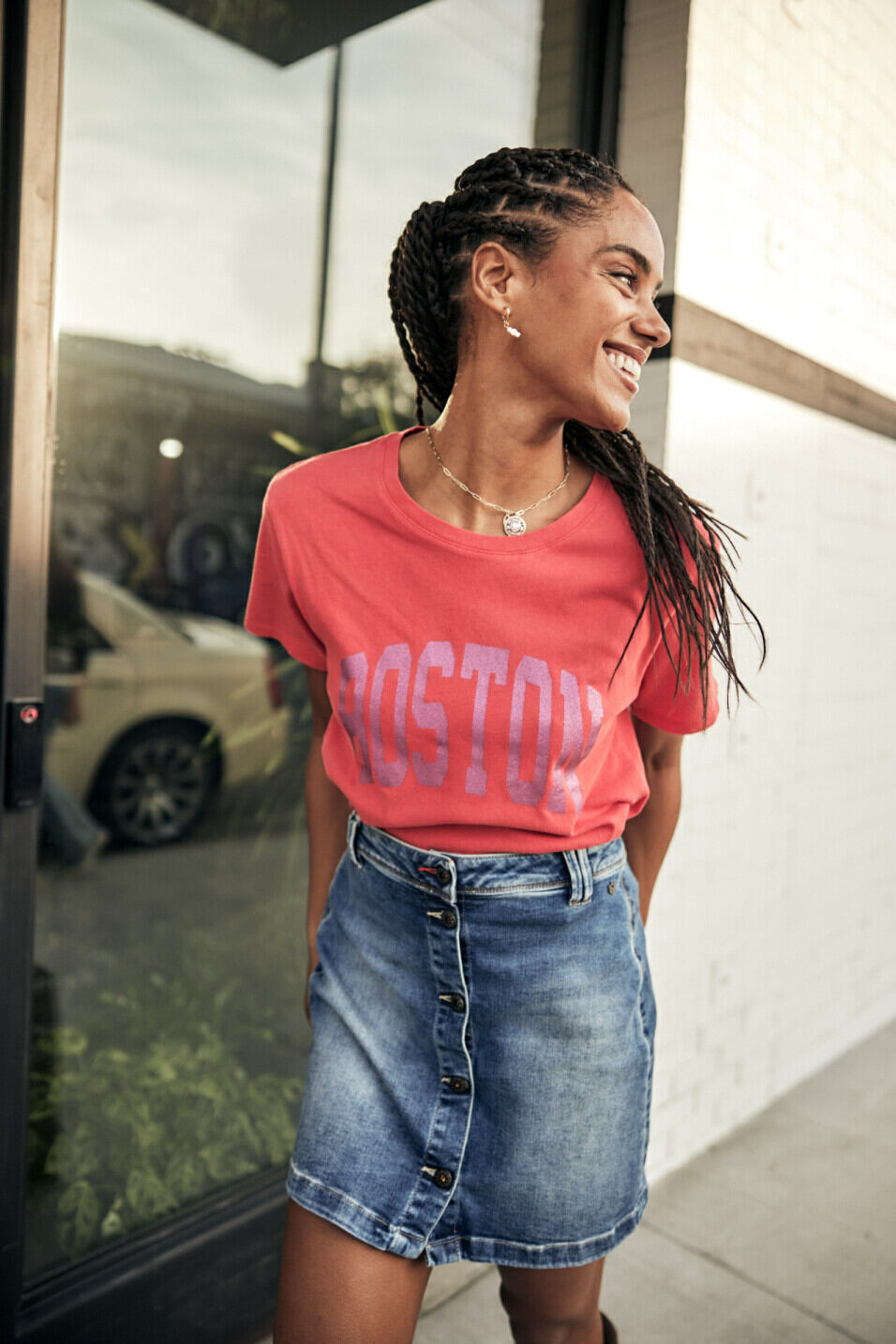 T-shirt manches courtes Femme Suria Print Boston Cayenne | Freeman T. Porter