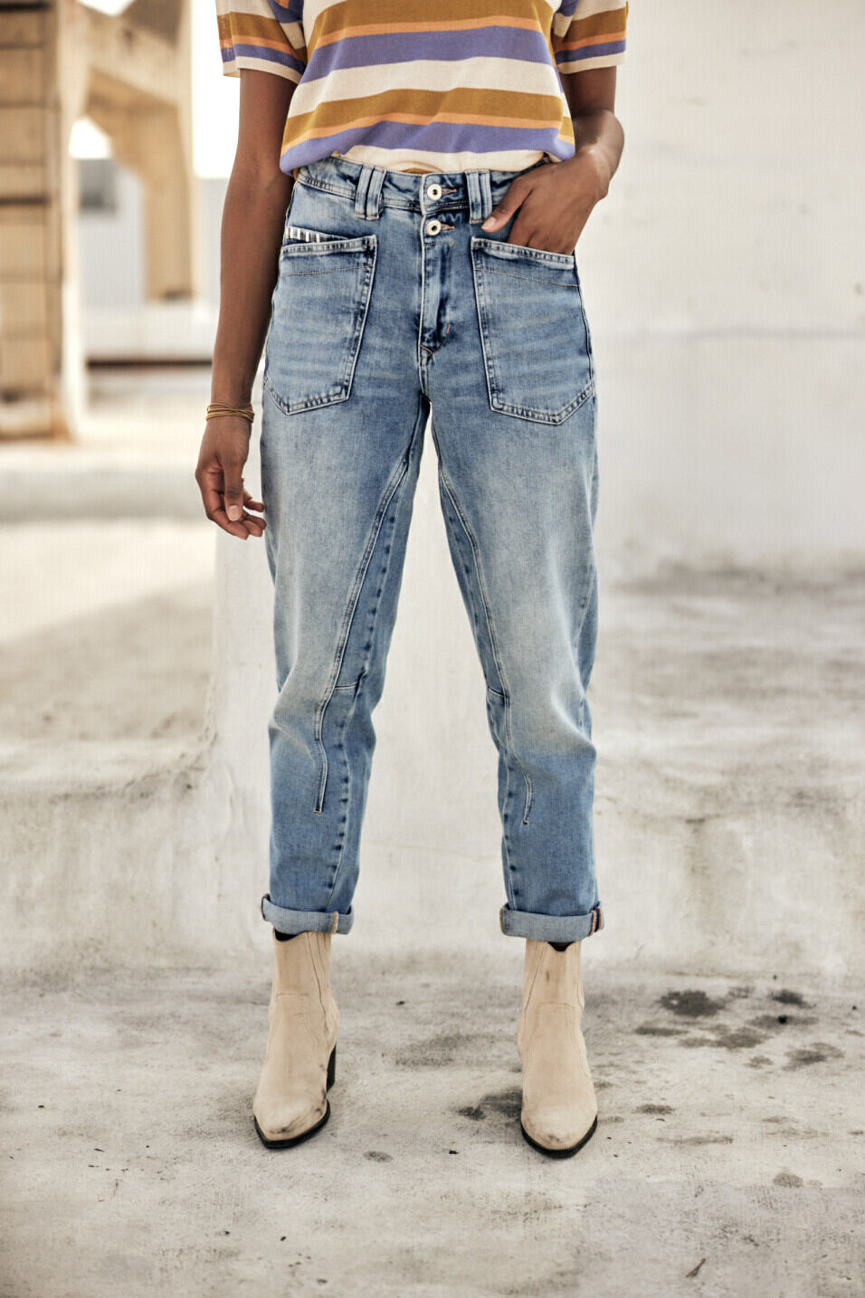 High-waisted jeans Woman Edita Palermo med | Freeman T. Porter