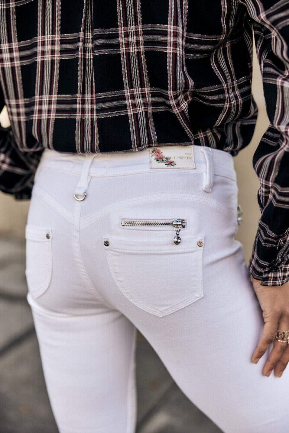 Skinny Jeans Woman Alexa High Waist Cropped White | Freeman T. Porter