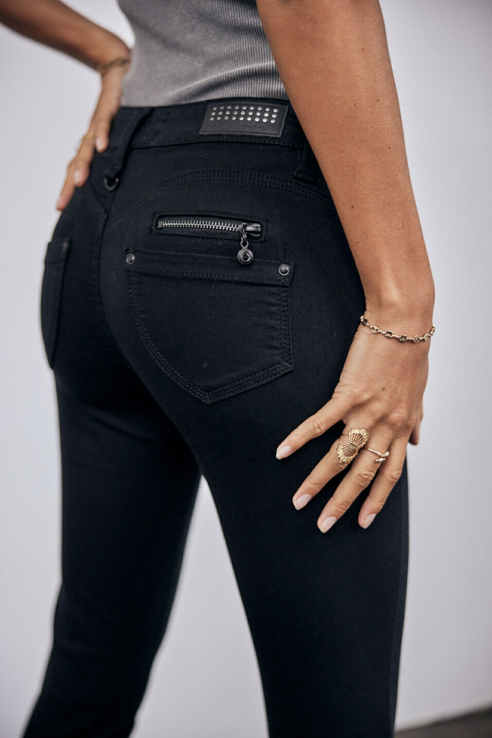 Jeans skinny Femme Alexa High Waist Cropped Black | Freeman T. Porter