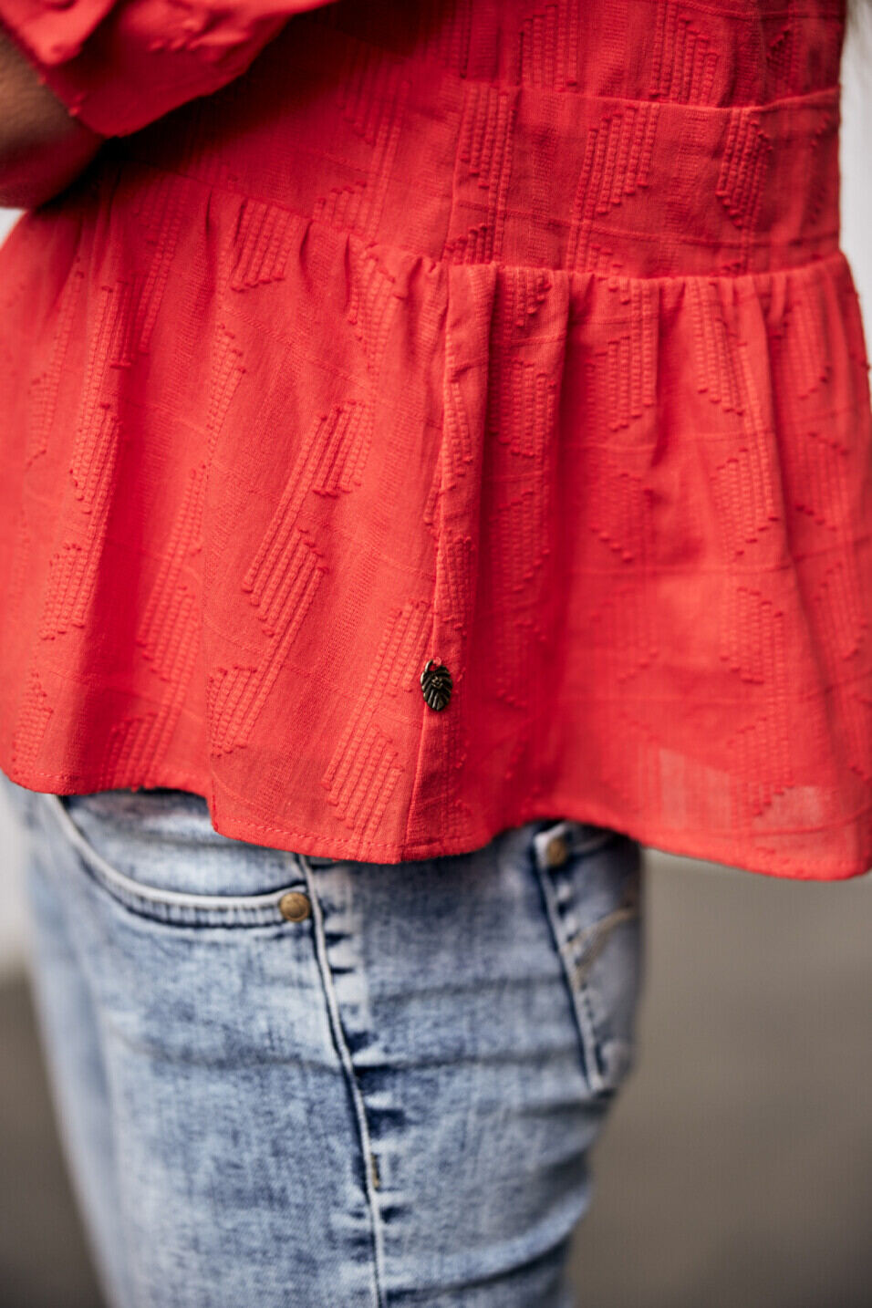 Loose blouse Woman Telinda Plain Color Fiesta red | Freeman T. Porter