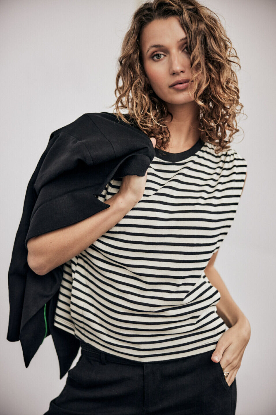 Loose T-Shirt Woman Trenny Stripes Black | Freeman T. Porter