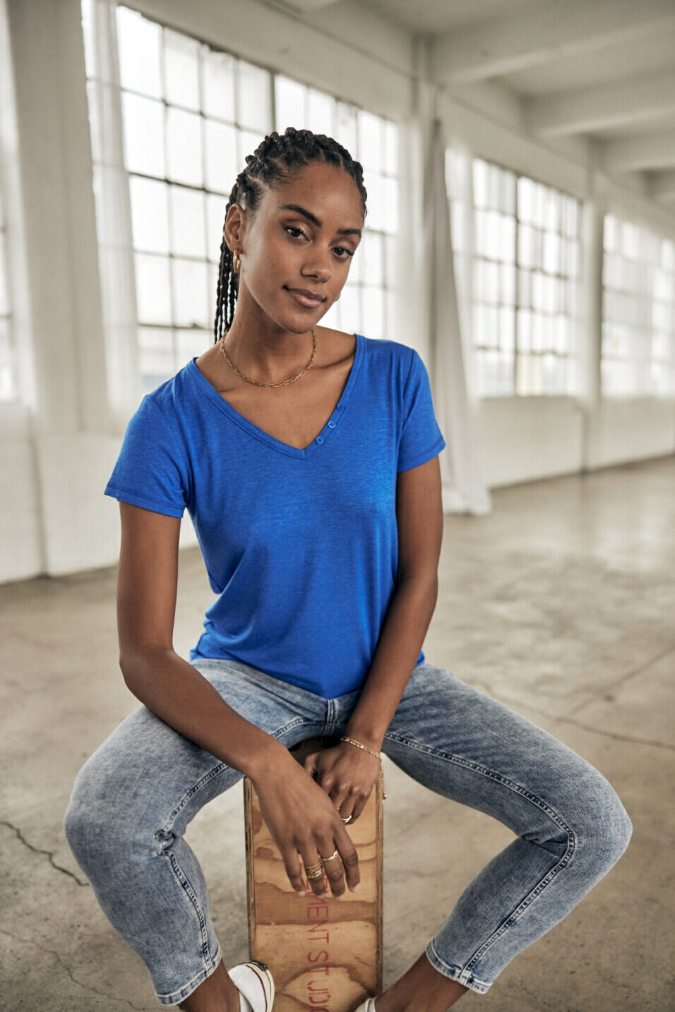 Straight T-shirt Woman Tarissa Icon Princess blue | Freeman T. Porter