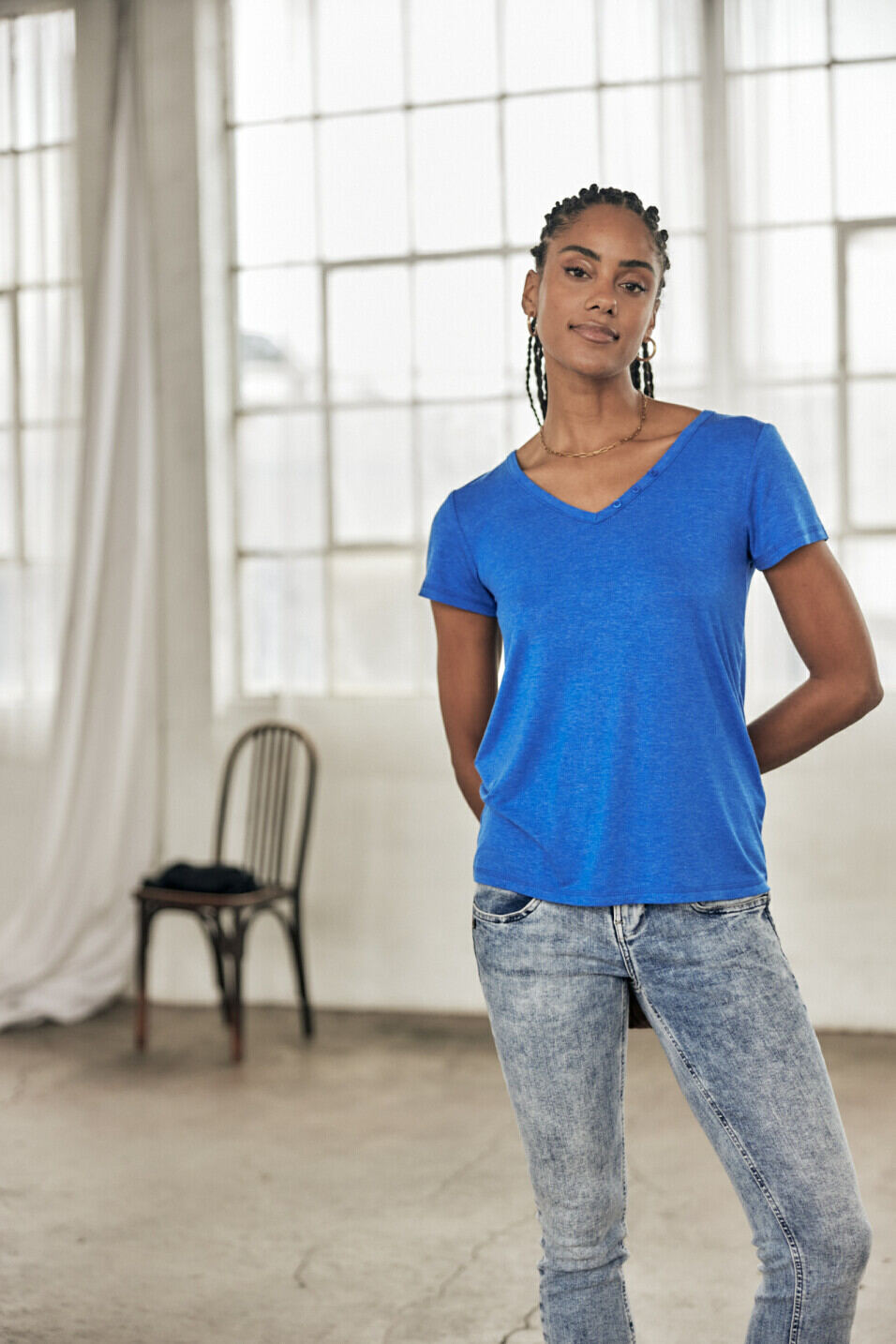 Straight T-shirt Woman Tarissa Icon Princess blue | Freeman T. Porter