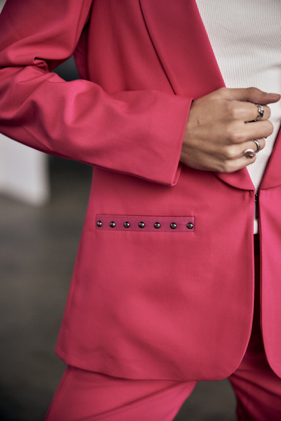 Fitted blazer tuxedo Woman Stessy Polyneo Raspberry sorbet | Freeman T. Porter
