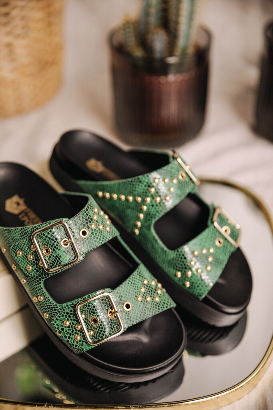 Leather sandals Woman Conny Green | Freeman T. Porter