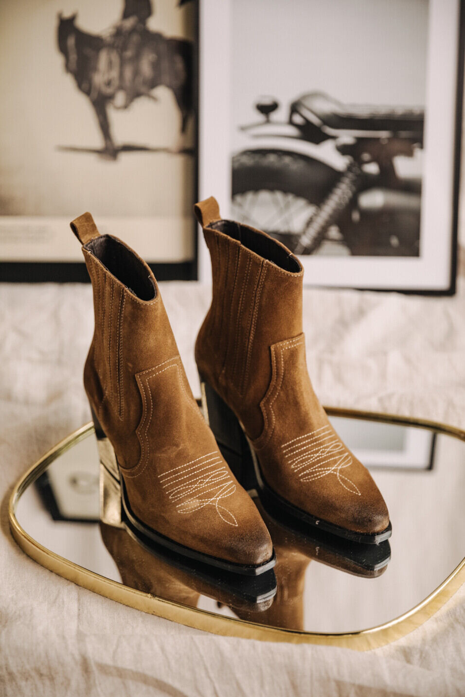 Boots en cuir Femme Teresa Suede Tobacco brown | Freeman T. Porter
