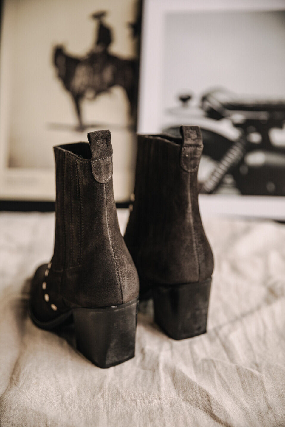 Boots en cuir Femme Teresa Suede Carbone | Freeman T. Porter
