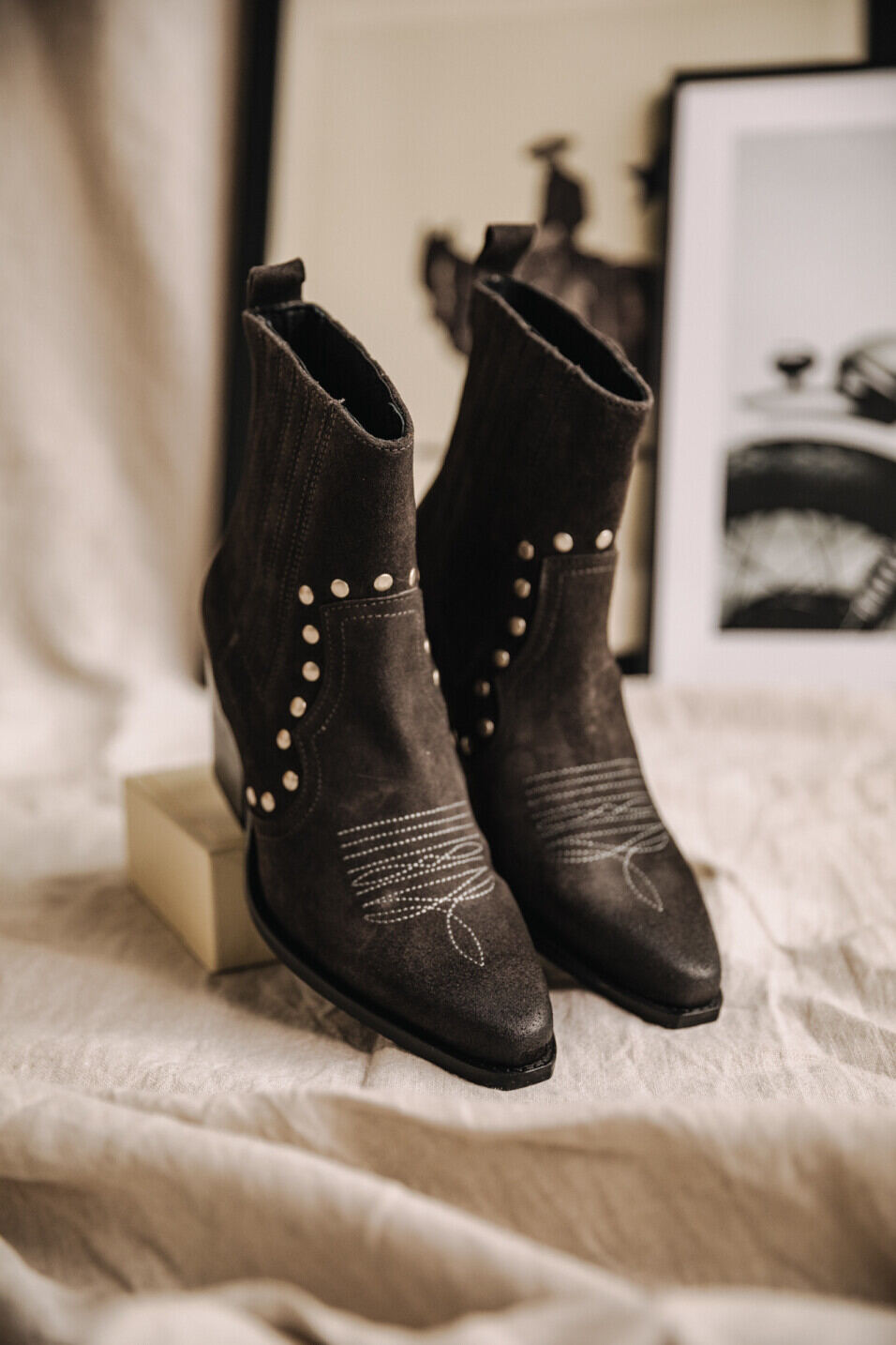 Boots en cuir Femme Teresa Suede Carbone | Freeman T. Porter