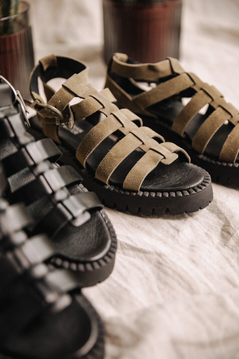 Leather sandals Woman Carmindy Suede Truffle | Freeman T. Porter