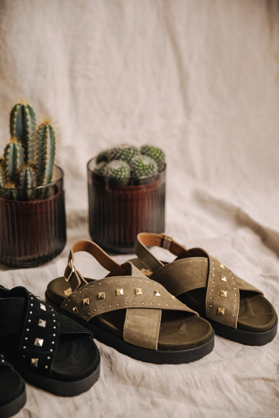 Leather sandals Woman Jule Suede Truffle | Freeman T. Porter