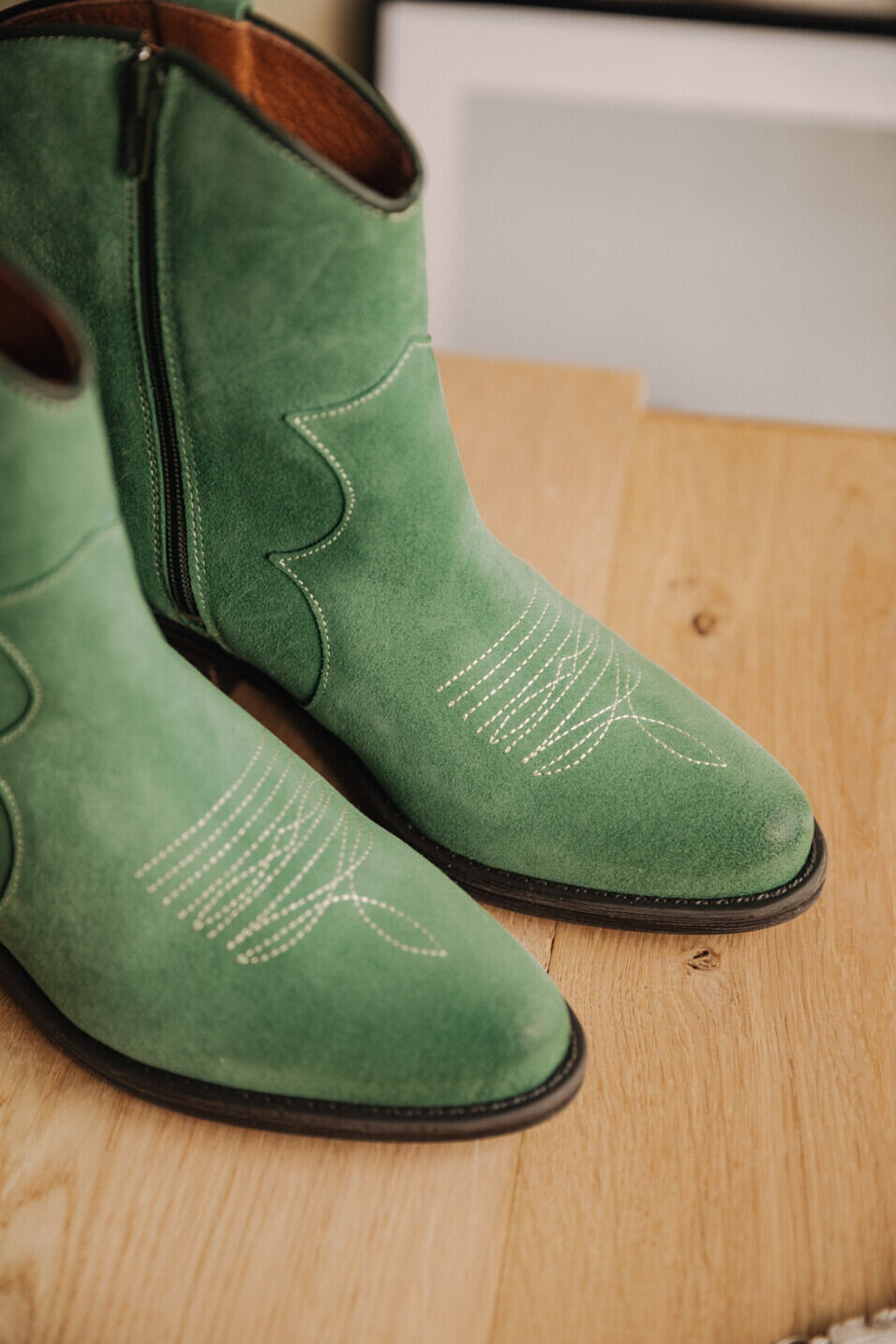 Leather boots Woman Laurene Suede Sage green | Freeman T. Porter